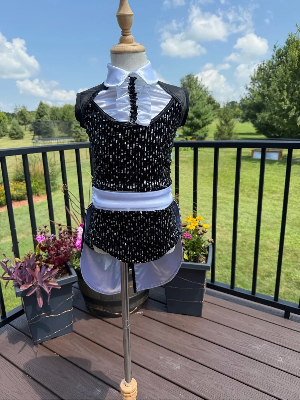 Weissman Showtime “Sh-Boom” 15142 IC Black White Dance Costume + Opera Gloves